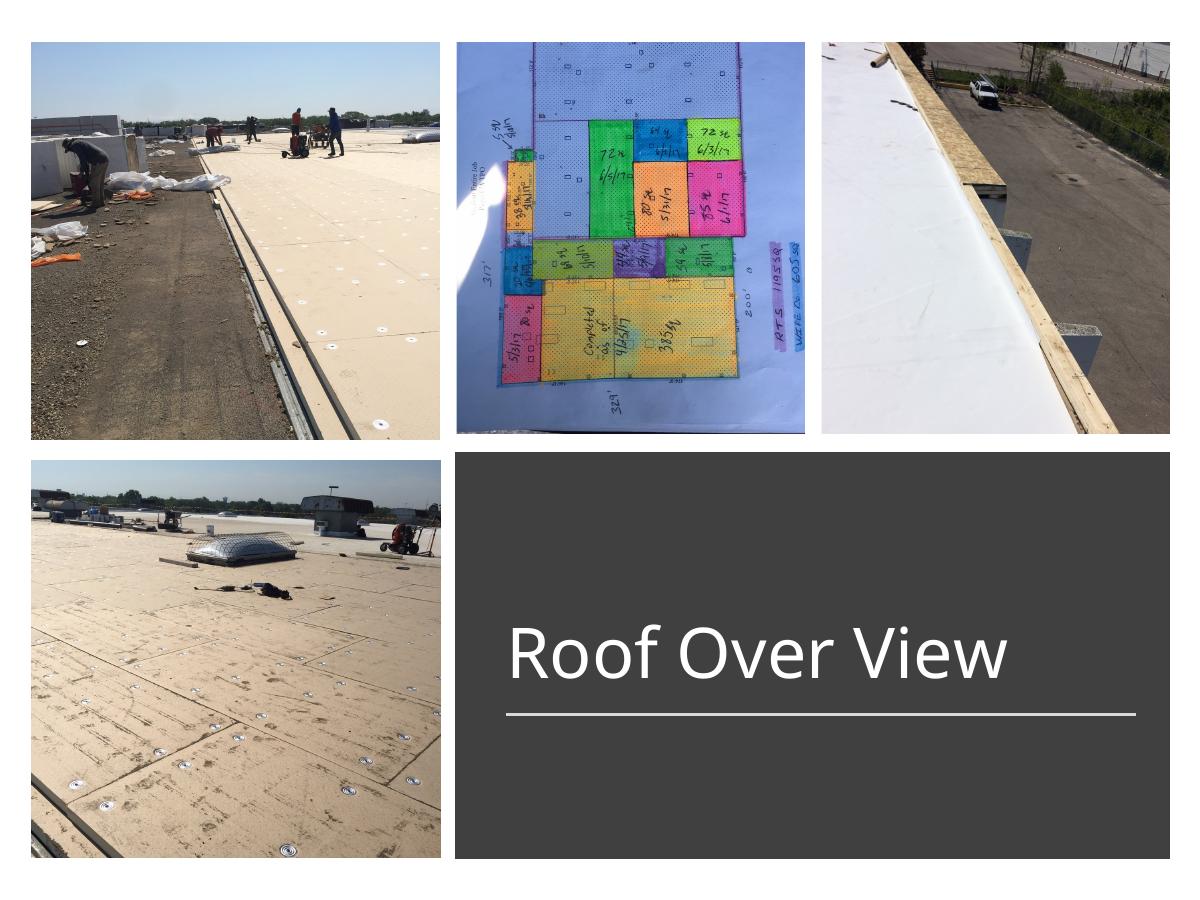 Commercial roof overview and installation progress photos